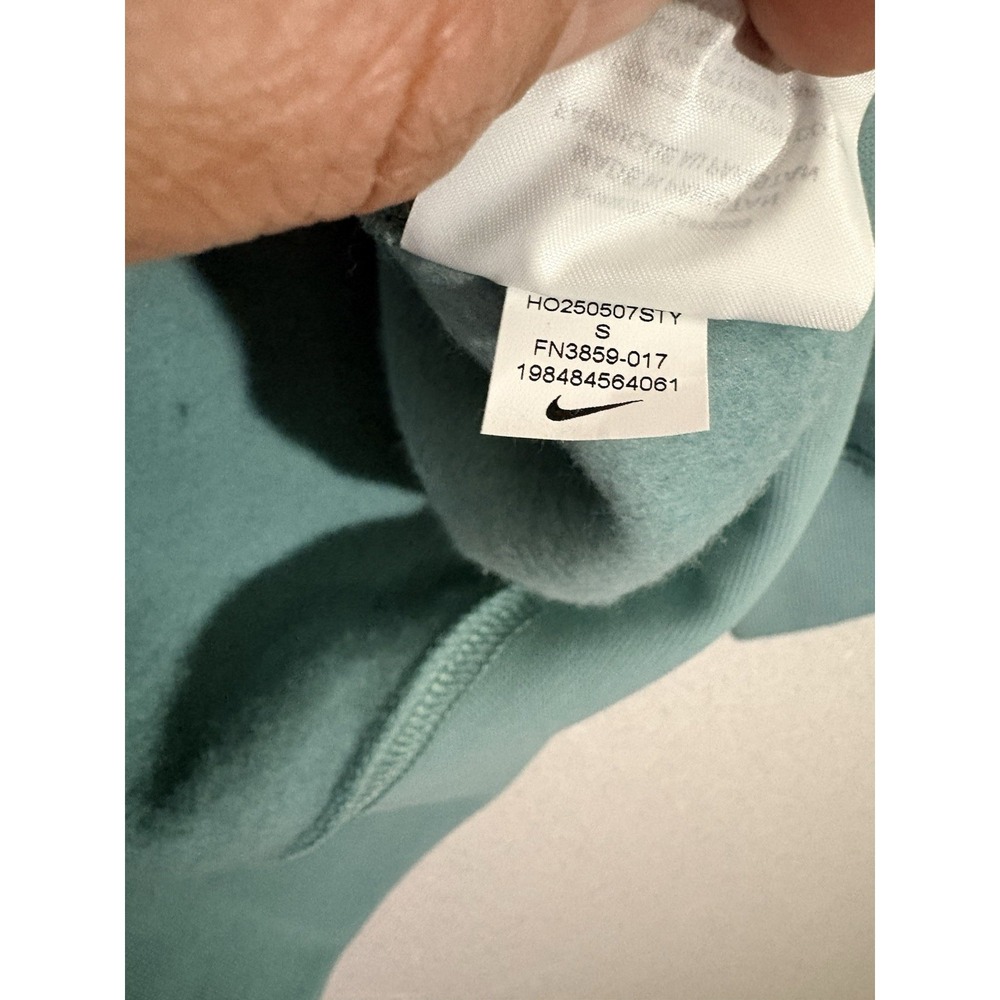 Nike Hoodie Club Fleece Long Sleeve Pullover Solid Green Logo MENS SMALL - Picture 5 of 8